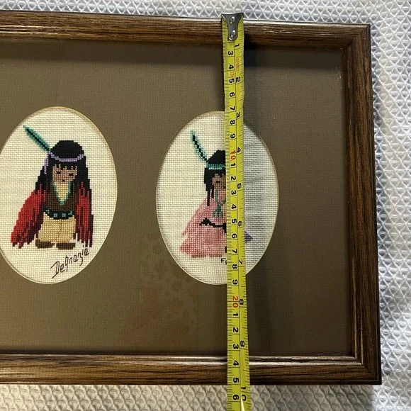 Ted DeGrazia Native American Cross Stitch Needlepoint Framed Artwork - Picture 5 of 8